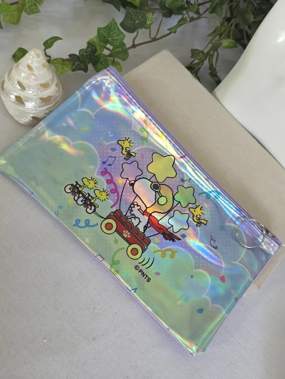 Peanuts Snoopy Holographic Cosmetic Bag Pencil Case Zipper Pouch Set